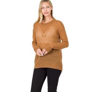 Ultra Fine Round Neck Wool Sweater - Carmel
